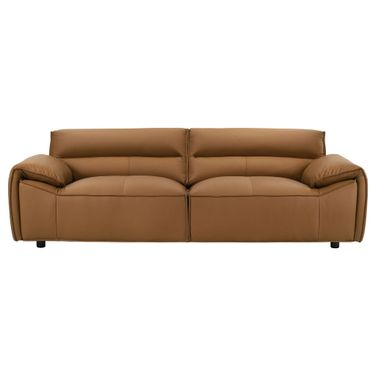 Buxton Top Grain Leather Upholstered Sofa In Orange