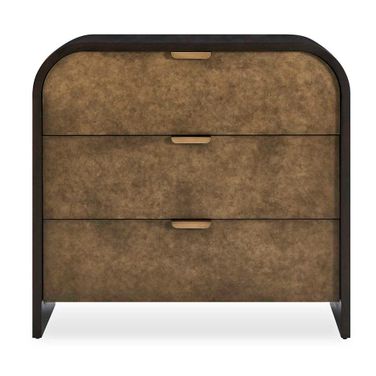 Byrams 3 Drawer Oak Chest In Brown and Gold