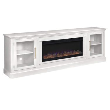 Byron 98 Inch Fireplace Console In White