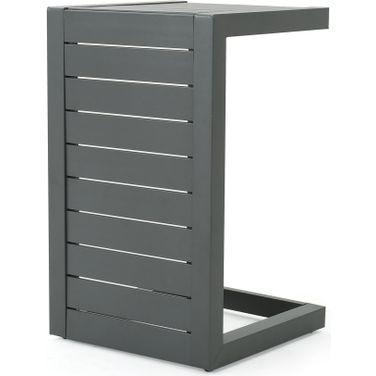 C-Shaped Outdoor Table with Aluminum Frame In Grey