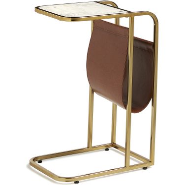 C Table In White/Brass/Brown
