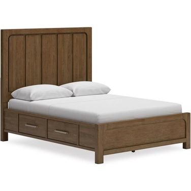 Cabalynn Queen Panel Bed with Storage In Light Brown