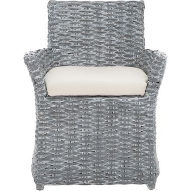 Cabana Grey and Beige Rattan Arm Chair