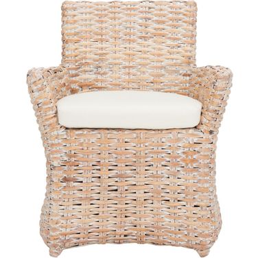 Cabana Rattan Arm Chair in White Wash