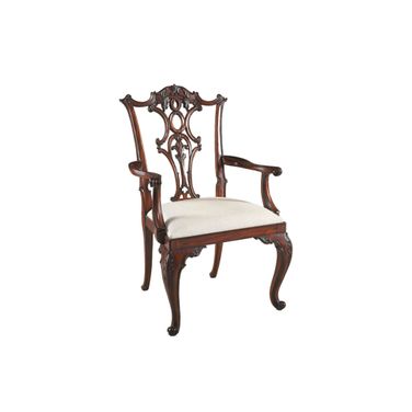 Cabriole Arm Chair In Mahogany and Caramel