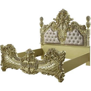 Cabriole King Bed In Light Gold Pu And Gold