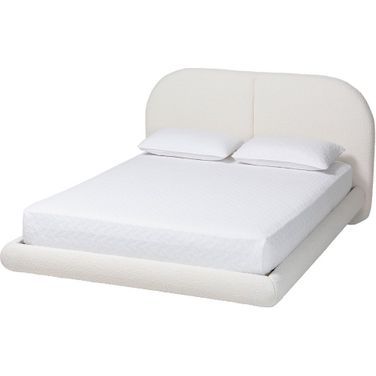 Cachet Floating King Platform Bed with Rounded Headboard In Cream and Black