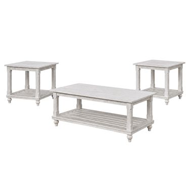 Cade 3 Piece Occasional Table Set In White