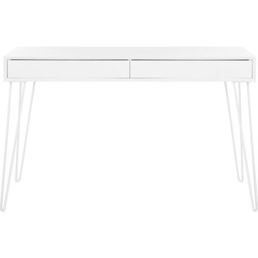 Cade White Mid Century Retro 2-Drawer Desk