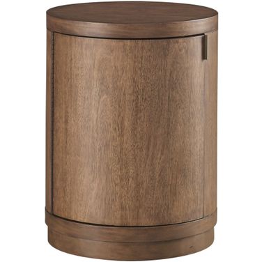 Caden Round Chairside Table In Spiced Caramel