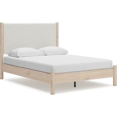 Cadmori Queen Upholstered Panel Bed In Two-tone
