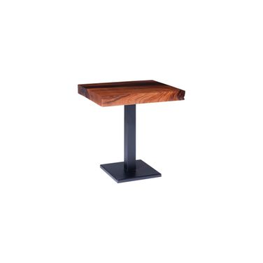 Cafe Dining Table with Chamcha Wood Top and Metal Legs In Black and Natural