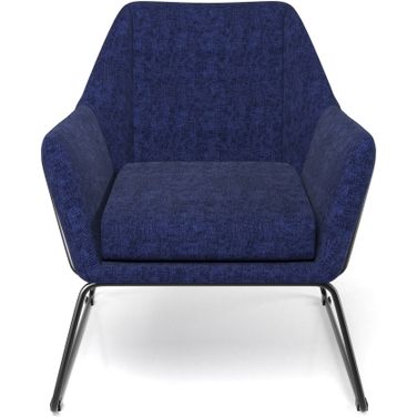 Caine Fabric Accent Chair with Black Powder Coated Sled Base In Navy Blue