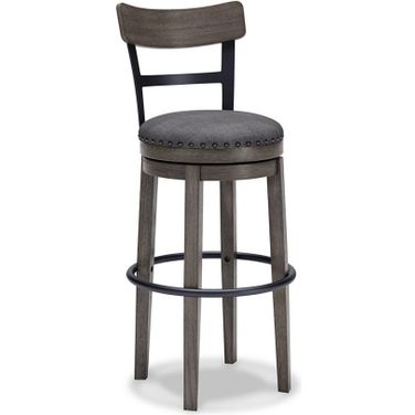 Caitbrook Gray Tall Upholstered Swivel Barstool