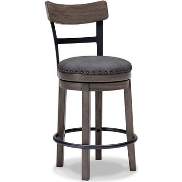 Caitbrook Gray Upholstered Swivel Barstool