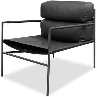 Caja Lounge Chair Black Powder Coated Steel Legs In Panther Black