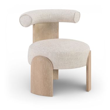 Calder Linen Textured Fabric Upholstered Accent Chair In Beige