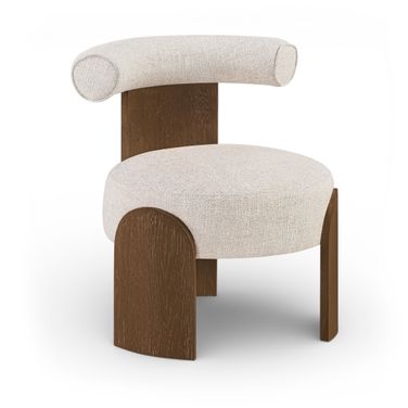 Calder Linen Textured Fabric Upholstered Accent Chair In Beige