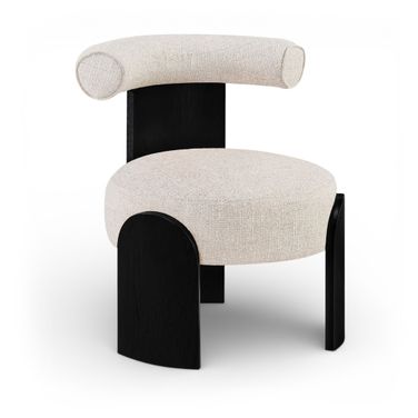 Calder Linen Textured Fabric Upholstered Accent Chair In Beige