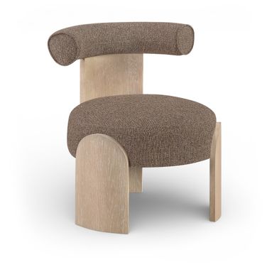 Calder Linen Textured Fabric Upholstered Accent Chair In Brown