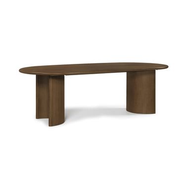 Caldra 94 Inch Oak Veneer and Solid Wood Dining Table In Brown