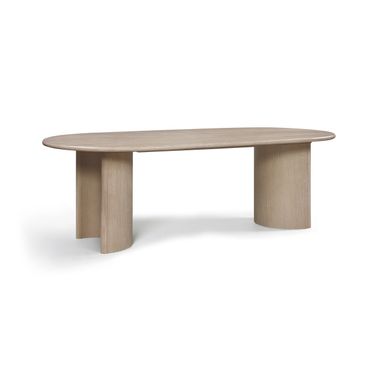Caldra 94 Inch Oak Veneer and Solid Wood Dining Table In Natural