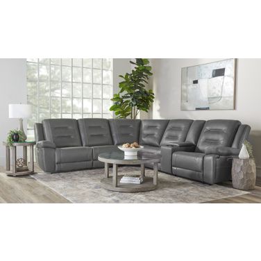 Caldwell 6 Piece Modular Power Reclining Sectional with Power Adjustable Headrests In Tahoe Charcoal