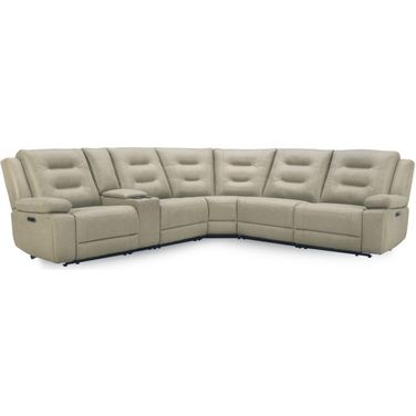 Caldwell 6 Piece Modular Power Reclining Sectional with Power Adjustable Headrests In Theo Fog