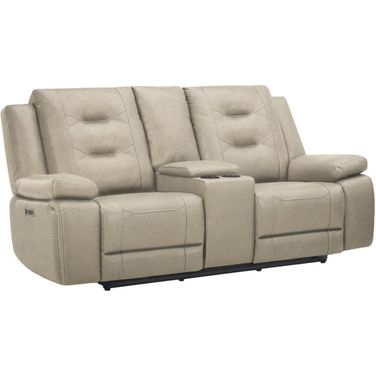 Caldwell Power Console Loveseat with Power Headrest In Tahoe Fog
