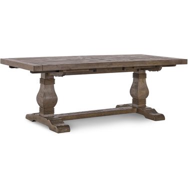 Caleb 114 Inch Extension Dining Table In Distressed Brown
