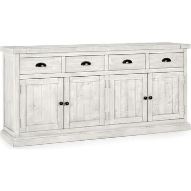 Caleb 4 Drwer 4 Door Buffet In Distressed Ivory