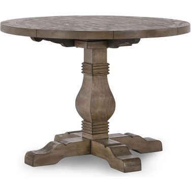 Caleb 42 Inch Round Dining Table In Distressed Brown
