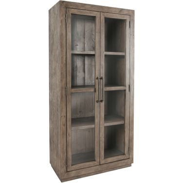 Caleb Curio Cabinet In Distressed Brown