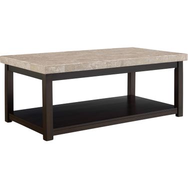 Caleb Espresso Coffee Table With Marble Top