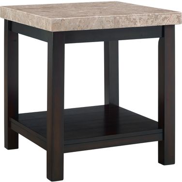 Caleb Espresso End Table With Marble Top