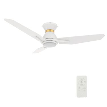 Calen 48 Inch 3-Blade Flush Mount Smart Ceiling Fan with LED Light and Remote In Gold and White