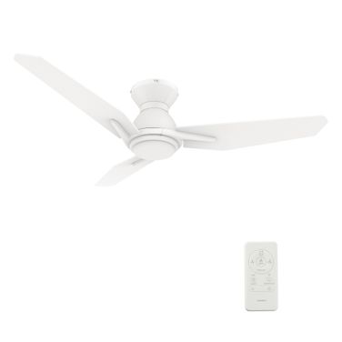 Calen 48 Inch 3-Blade Flush Mount Smart Ceiling Fan with LED Light and Remote In White