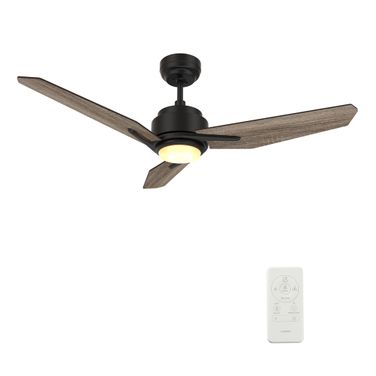 Calen 52 Inch 3-Blade Smart Ceiling Fan with LED Light and Remote In Black and Barnwood