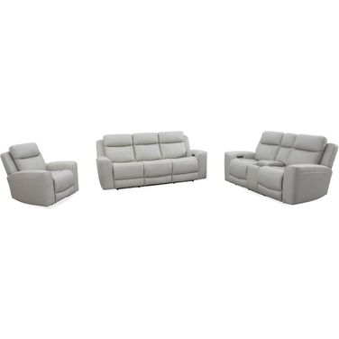 Calgary Power Living Room Set with Power Headrest In Stone