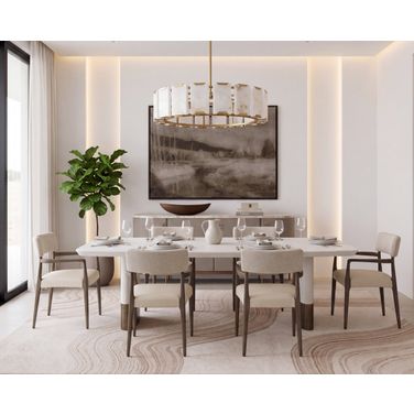 Calida 98 Inch Dining Room Set In Cream