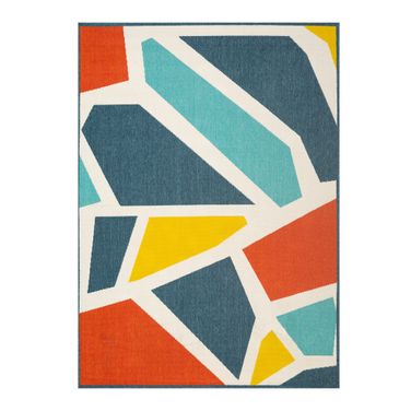 Calira Koziq Evette Rios Graphic Print Indoor/Outdoor Area Rug In White and Multi