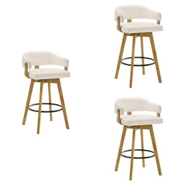 Callah Bar Height Bar Stool Set of 3 In Amber Glow and White