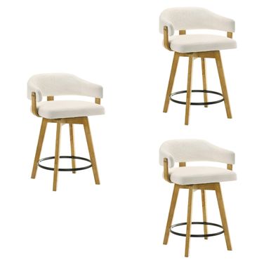 Callah Counter Height Bar Stool Set of 3 In Amber Glow and White