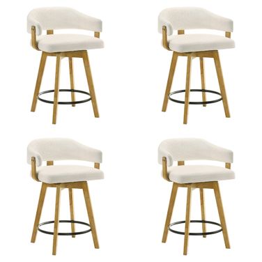 Callah Counter Height Bar Stool Set of 4 In Amber Glow and White