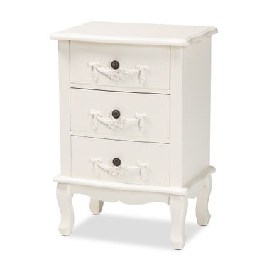 Callen Wood 3 Drawer End Table In White