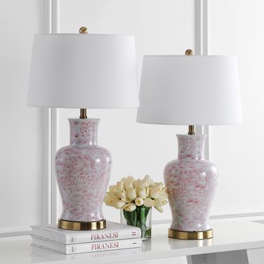 Calli Pink and White Table Lamp Set of 2