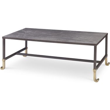 Calliope Cocktail Table - Stone Top In Black and Grey