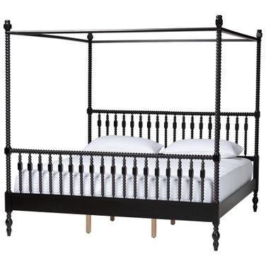 Callison Spindle King Canopy Bed In Black