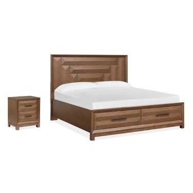 Callisto Panel Storage Bedroom Set In Bourbon Brown