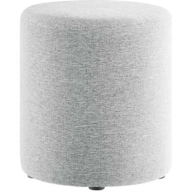 Callum 16 Inch Woven Heathered Fabric Upholstered Round Ottoman In Light Gray